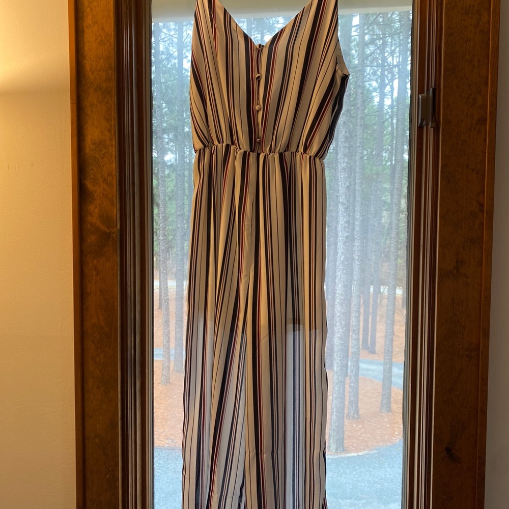 Striped jump suit